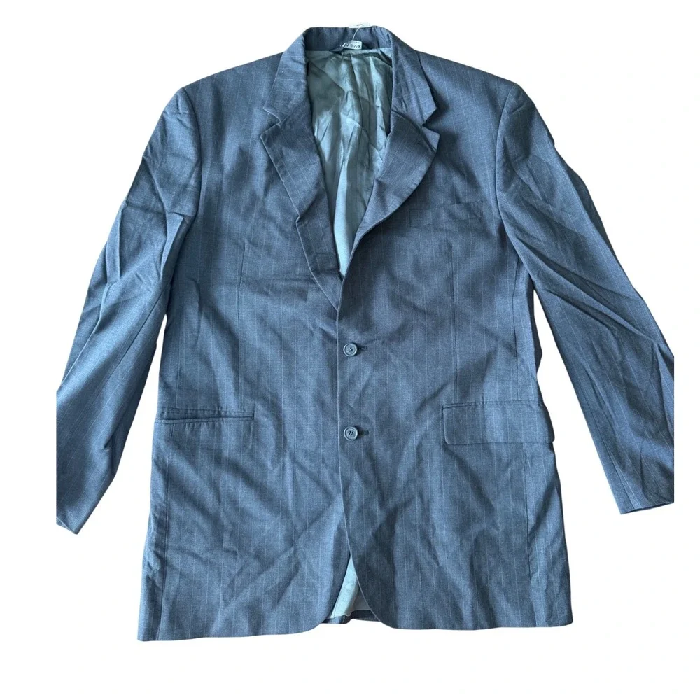 Jos A Bank Estateblazer 44L Gray Windowpane‎ 100% Wool Blazer Sport Coat Mens